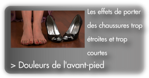 les effets de porter des chaussures trop étroites et trop courtes - douleurs de l'avant-pieds